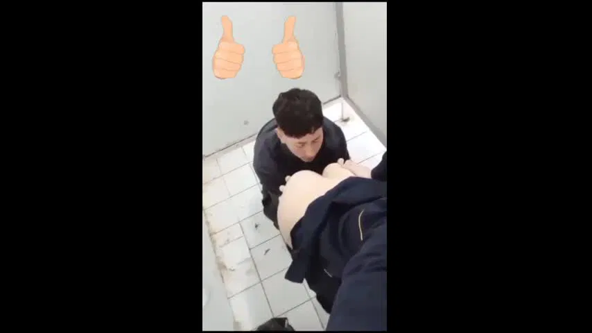 Eating a ass in public washroom