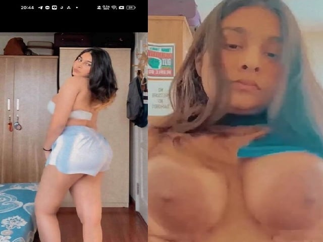 Topless selfie video GF playing with big boobs