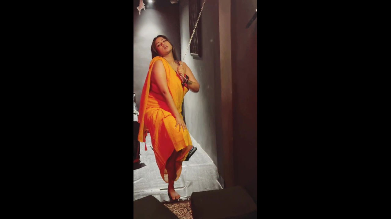 Oasi Das Orange Saree Nude Tease