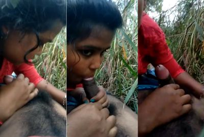 Village girl enjoys outdoor bangla sex by sucking a dick