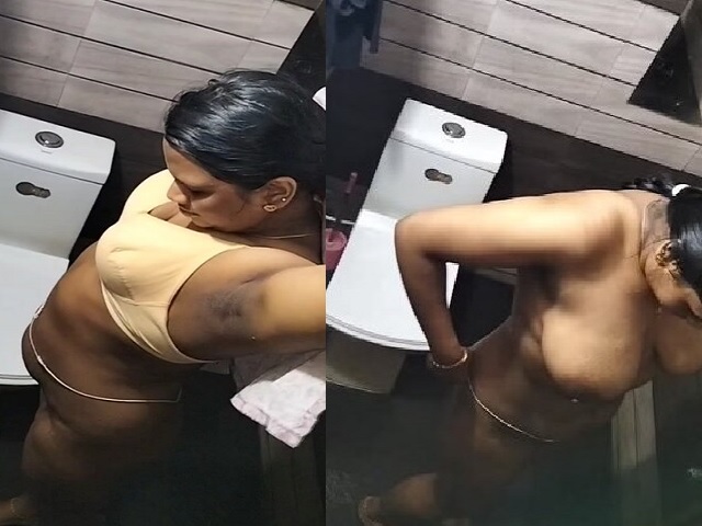 Tamil girl changing dress after pissing caught on camera